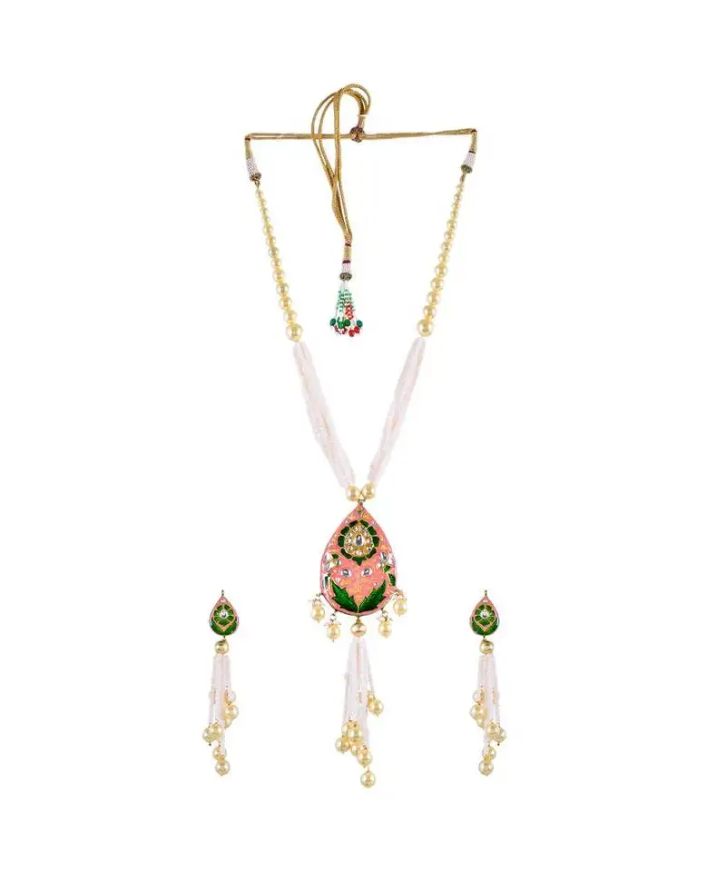 Fuschia pink & green necklace set
