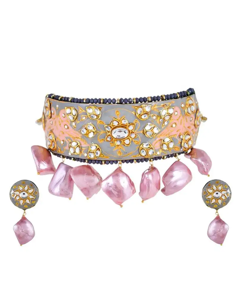 Pearl river choker necklace set