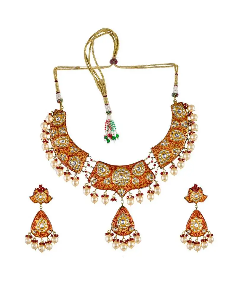 Red hasli style necklace set