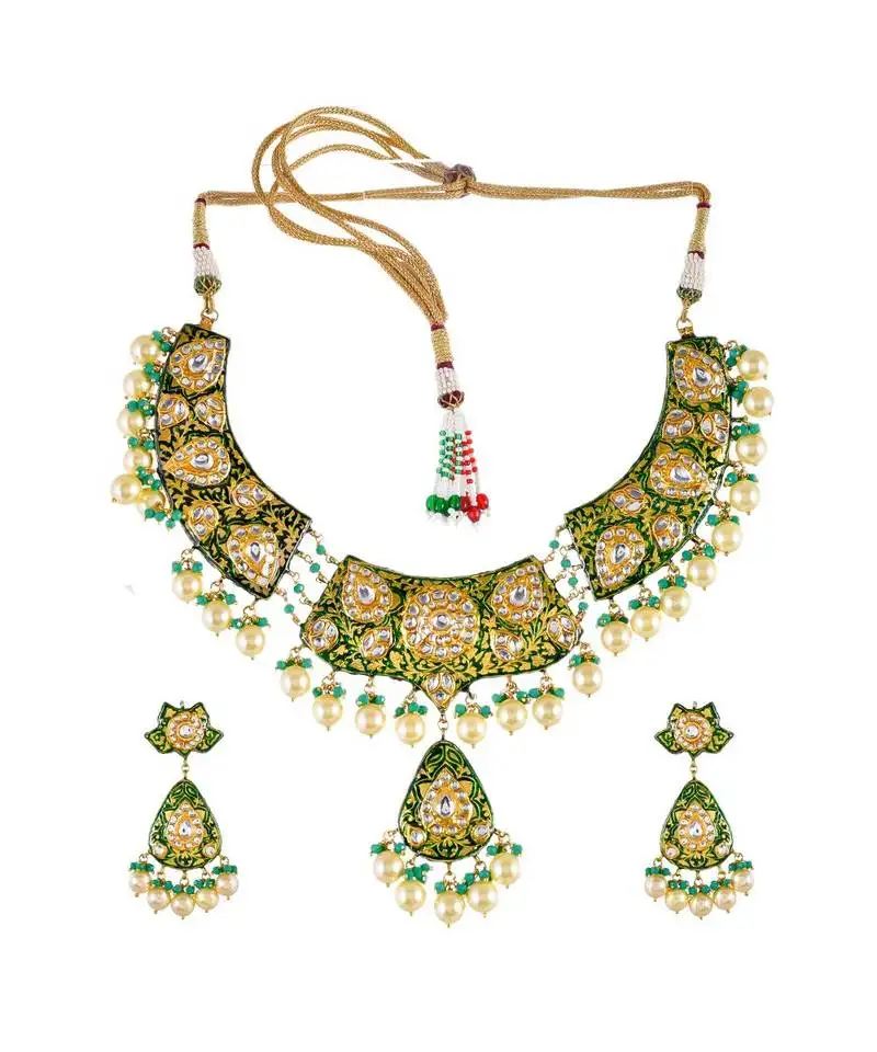 Emerald green hasli style necklace set