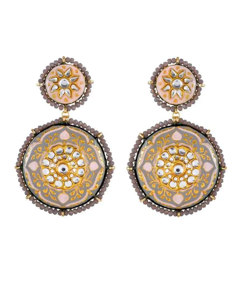 Moon grey & pink earrings