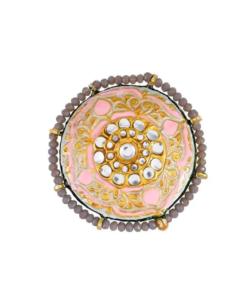 Ivory & pink adjustable ring