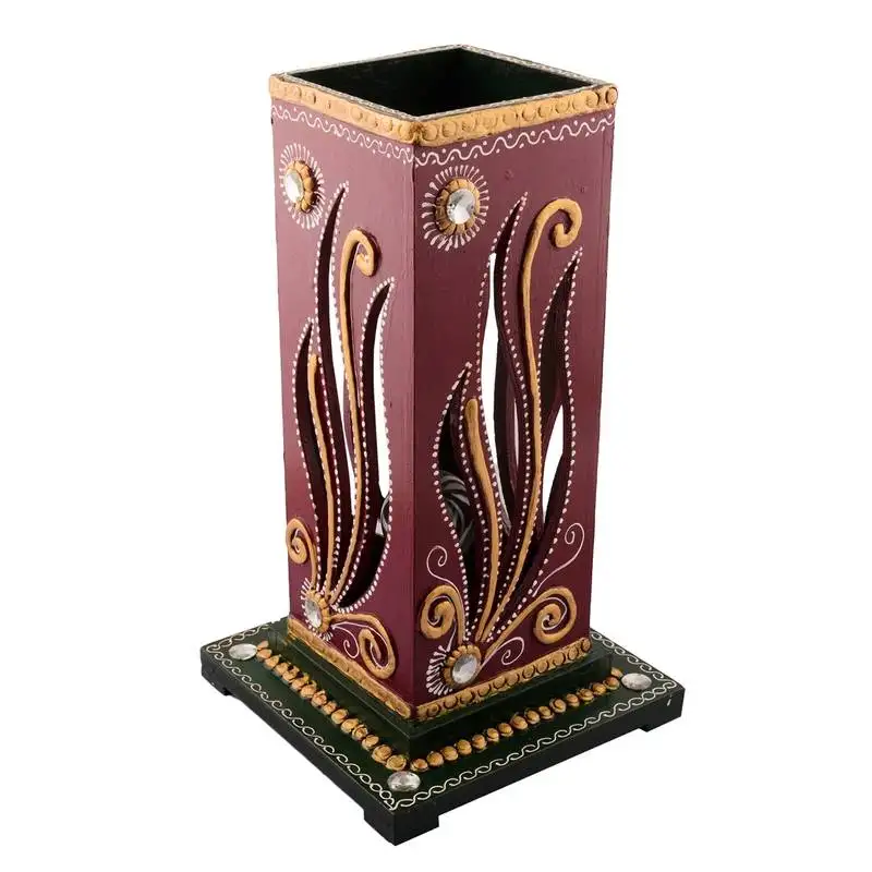 Wooden carved decorative night table lamp