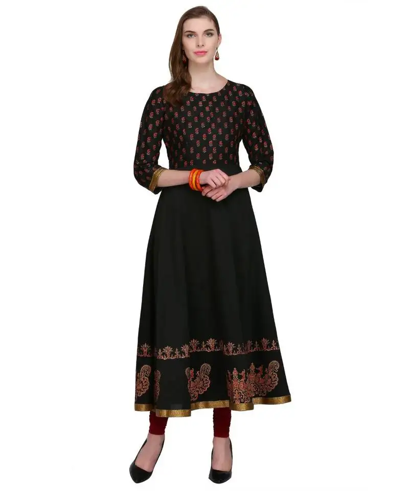 Black hand block print kurta set