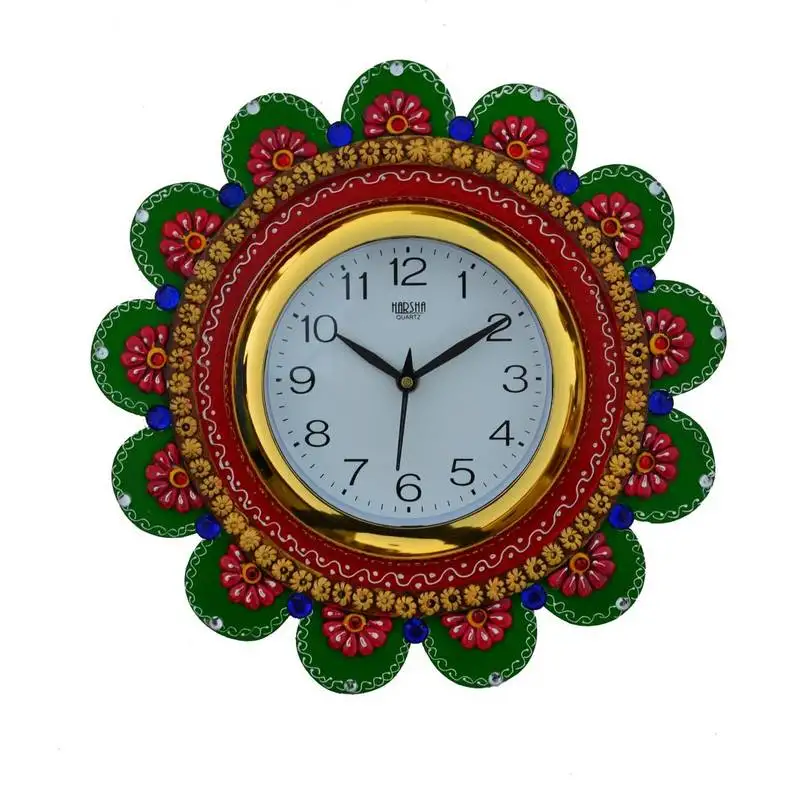 Papier-mache sublime round handcrafted wall clock