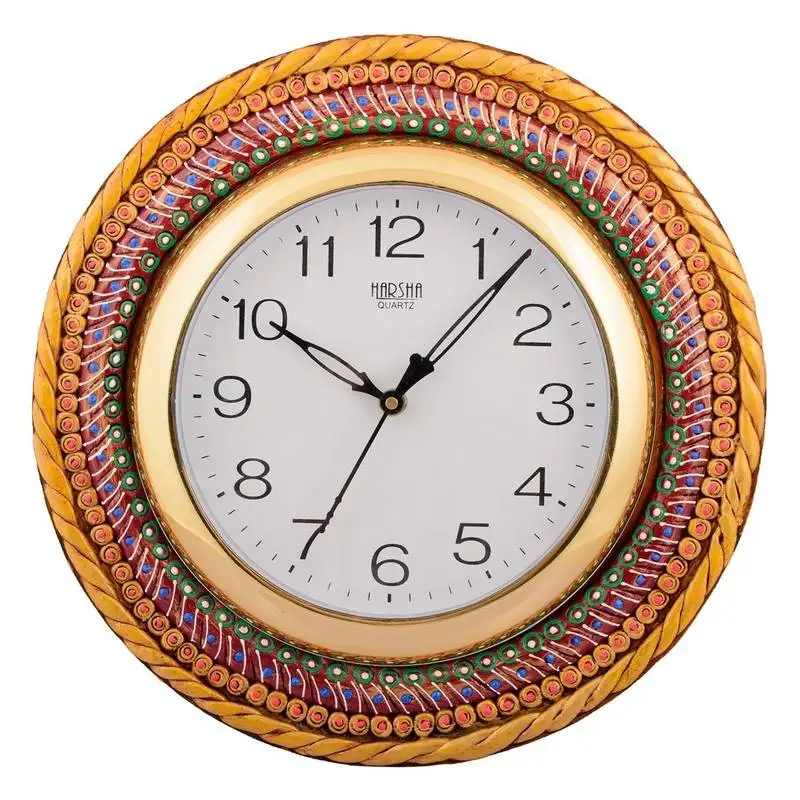 Wooden papier mache glorious handcrafted wall clock