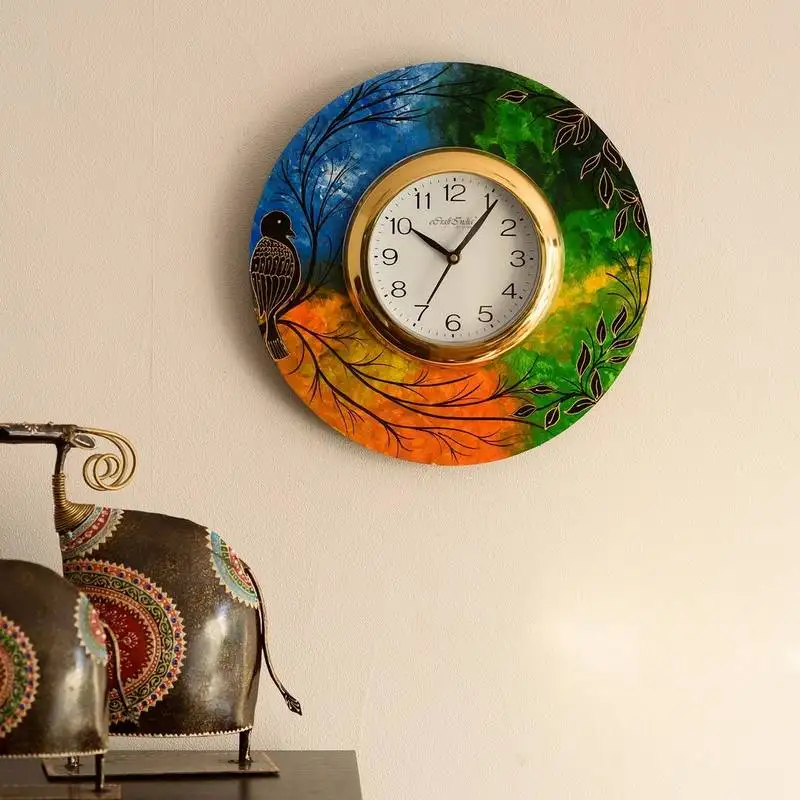 Beautiful & colorful senary view wooden handcrafted wall clock