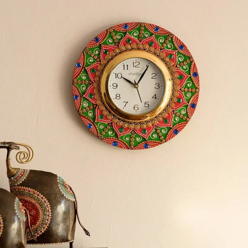 Exquisite papier-mache wooden handcrafted wall clock