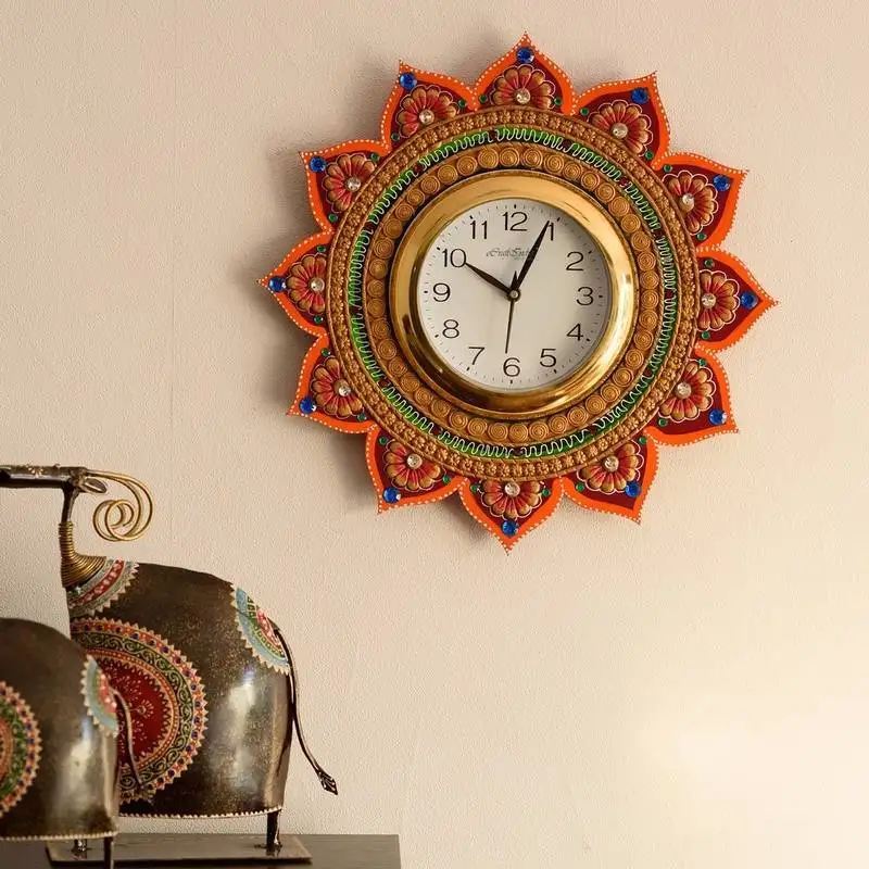 Royal and elegant decorative papier-mache wooden handcrafted wall clock