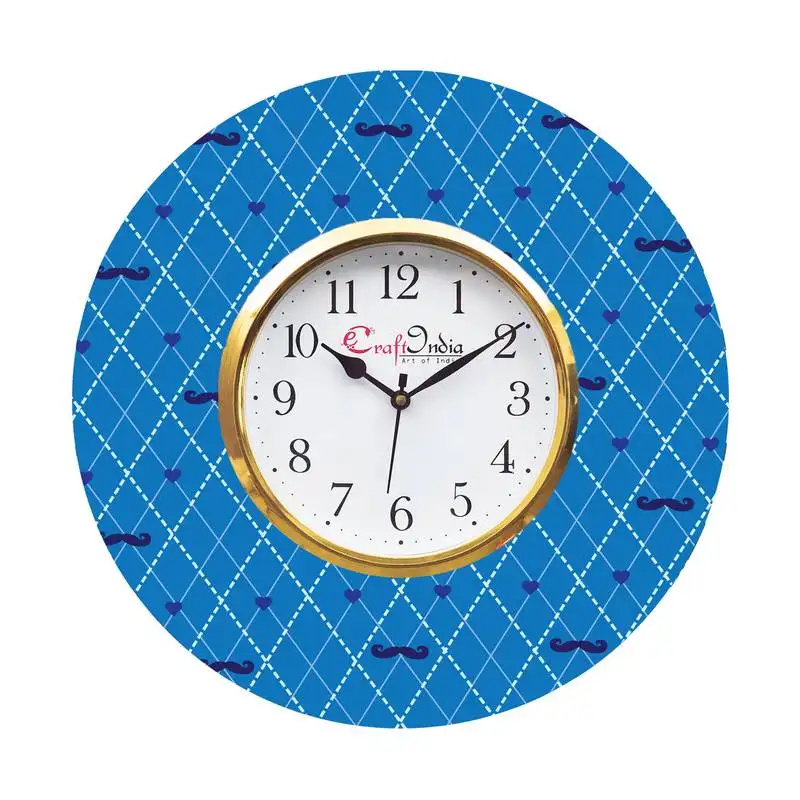 Moustache and love theme wooden colorful round wall clock