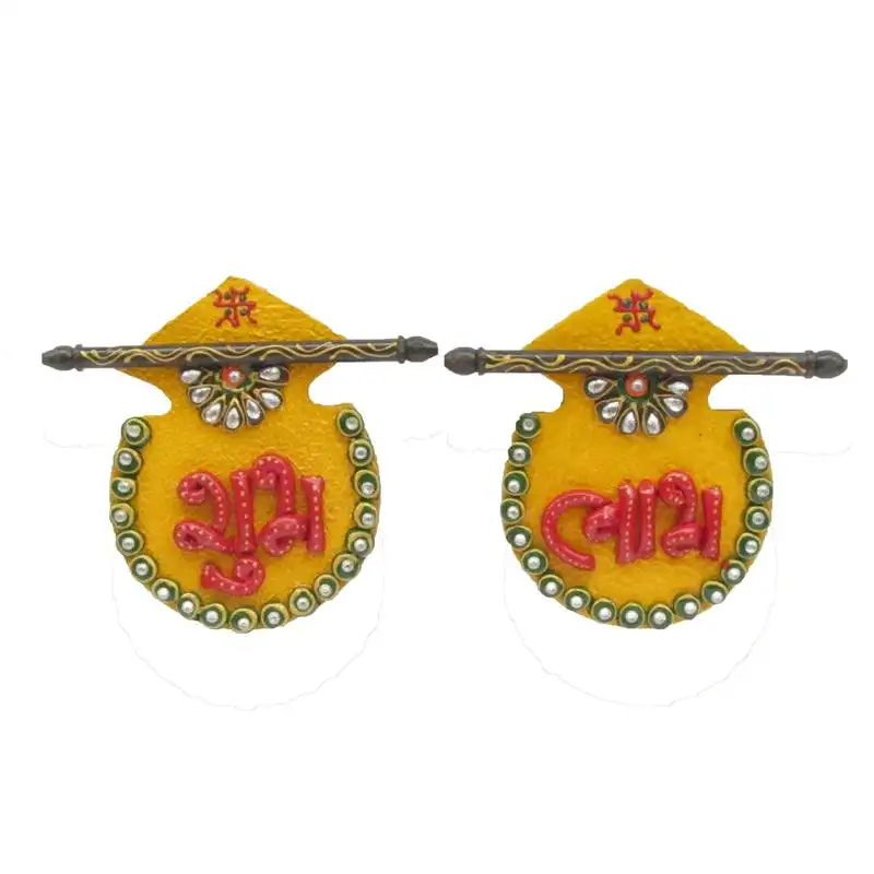 Papier-mache shubh-labh door hanging