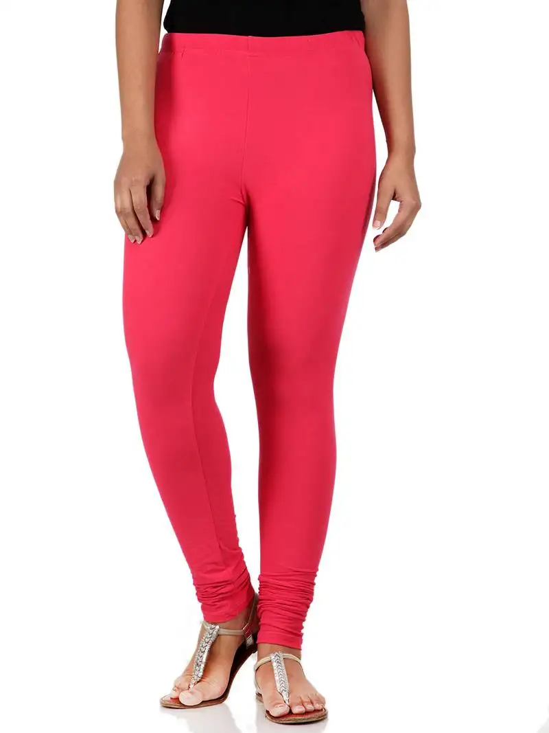 Women hot pink polycotton churidar legging