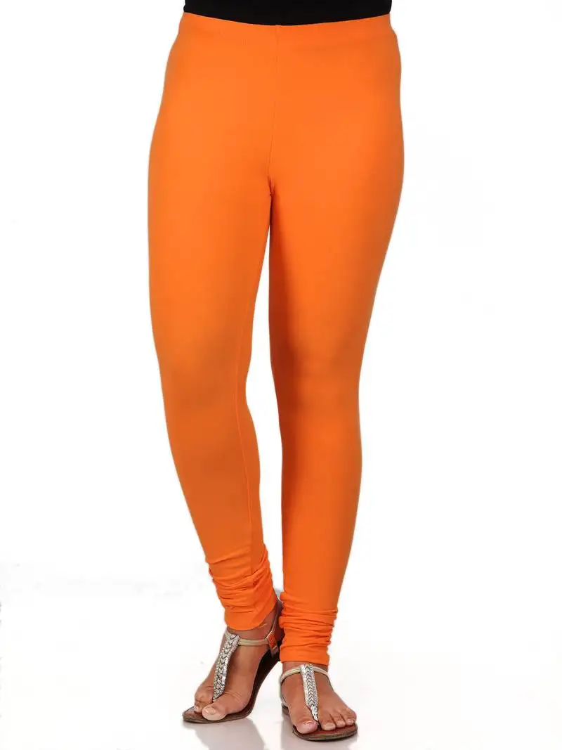 Women orange polycotton churidar legging