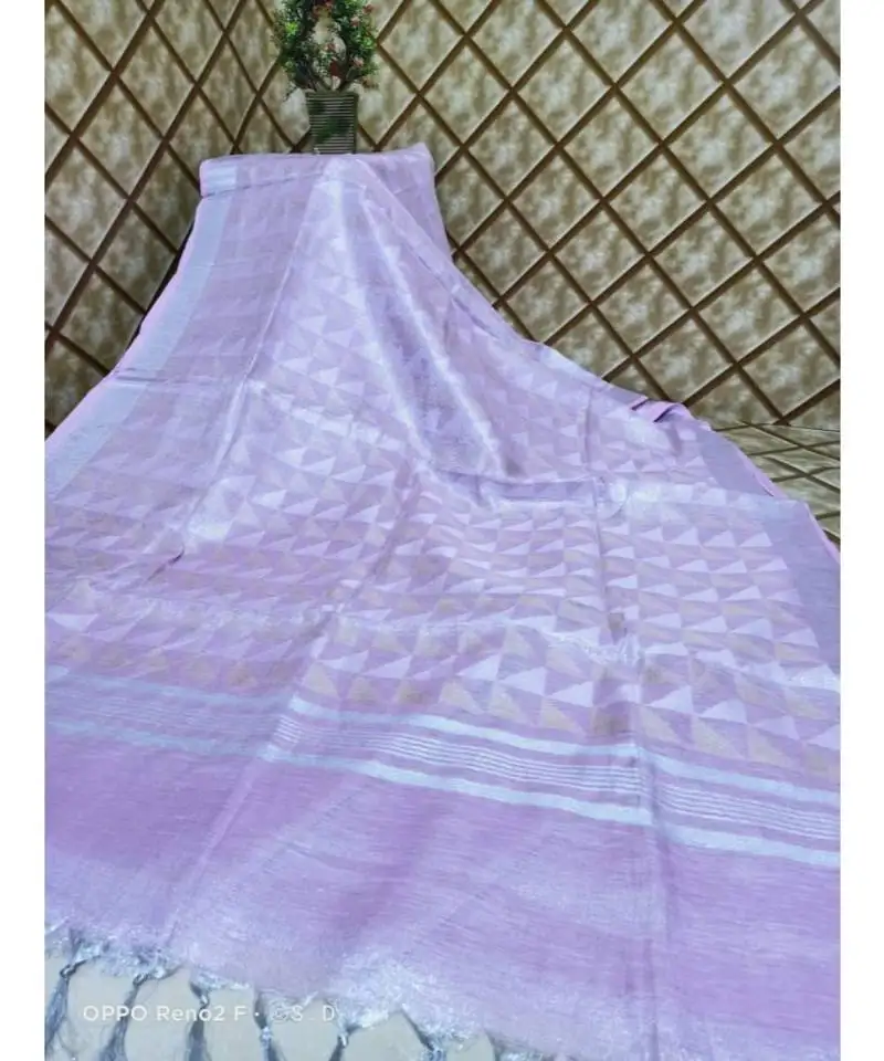 Fabric details: handwoven multicolor dye linen saree with blouse piece