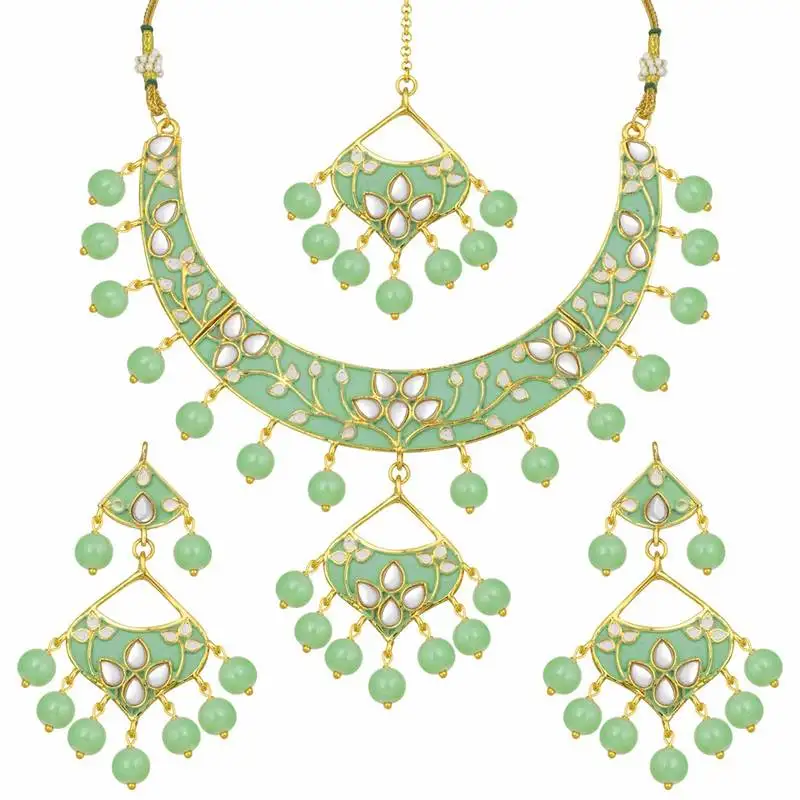 Kundan meenakari necklace jewellery set for women