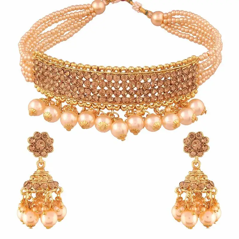 Traditional choker necklace set with earrings for women