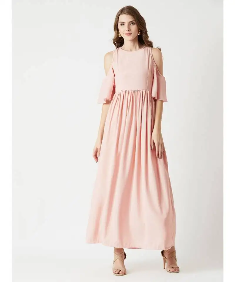 Breezy meadow cold shoulder maxi dress