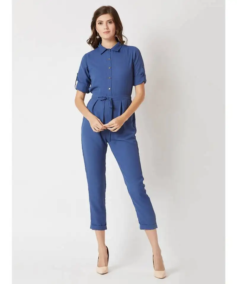 Blue cherish your love tie up jumpsuit