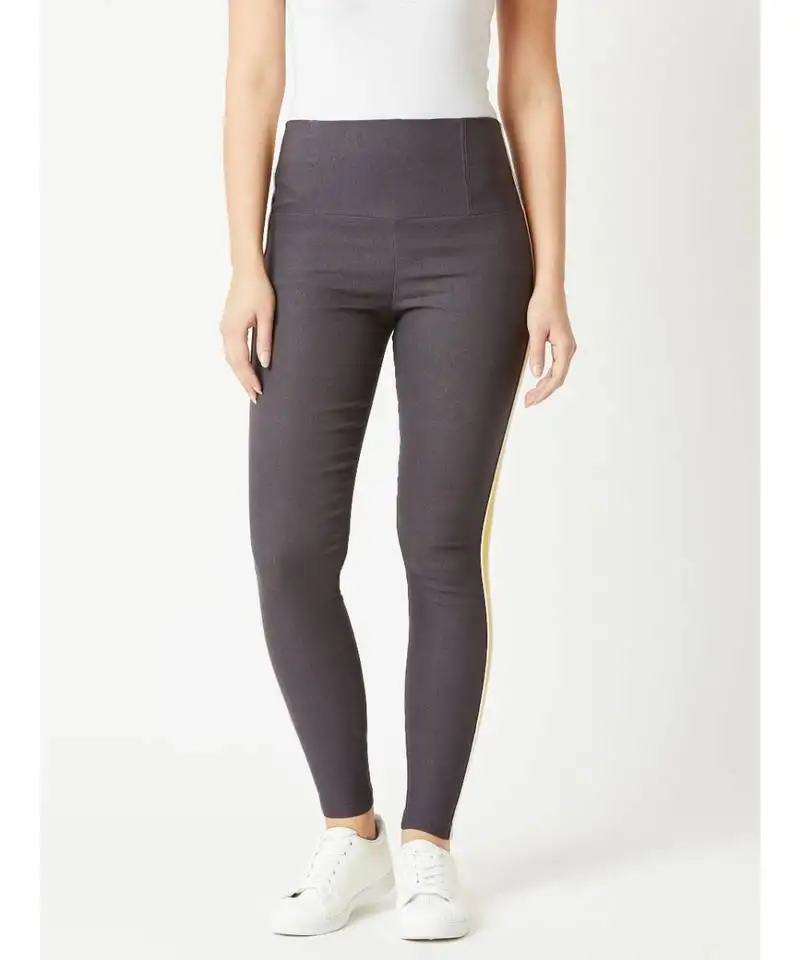 Grey progress over perfection high waist twill jeggings