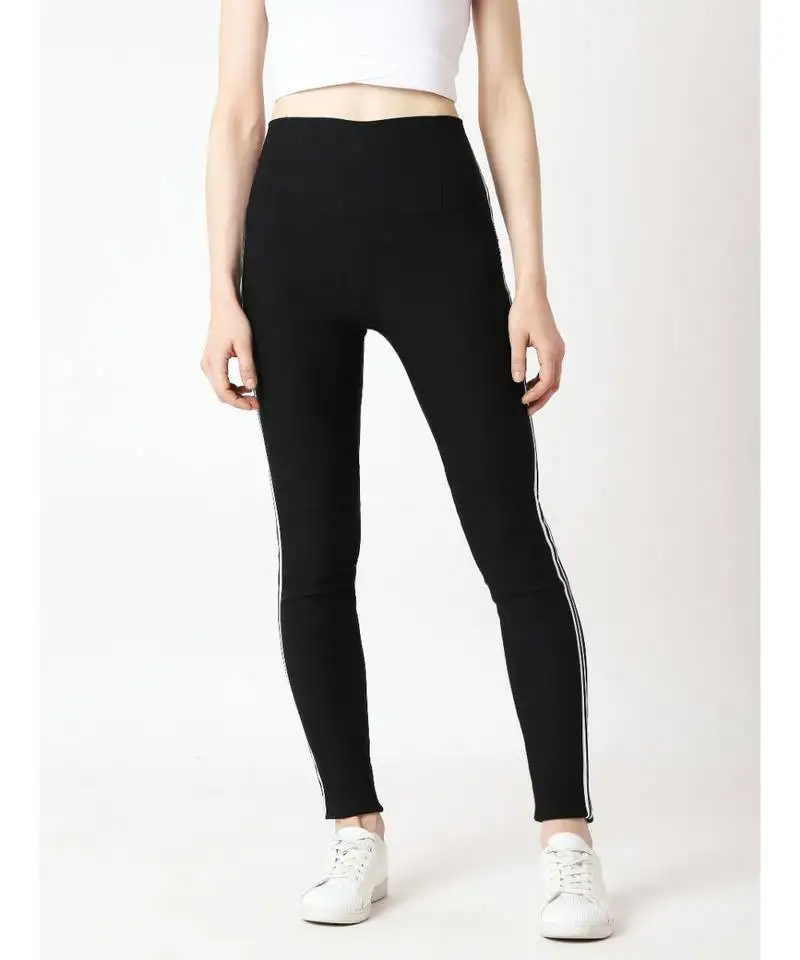 Black beyond clouds high waist twill jeggings