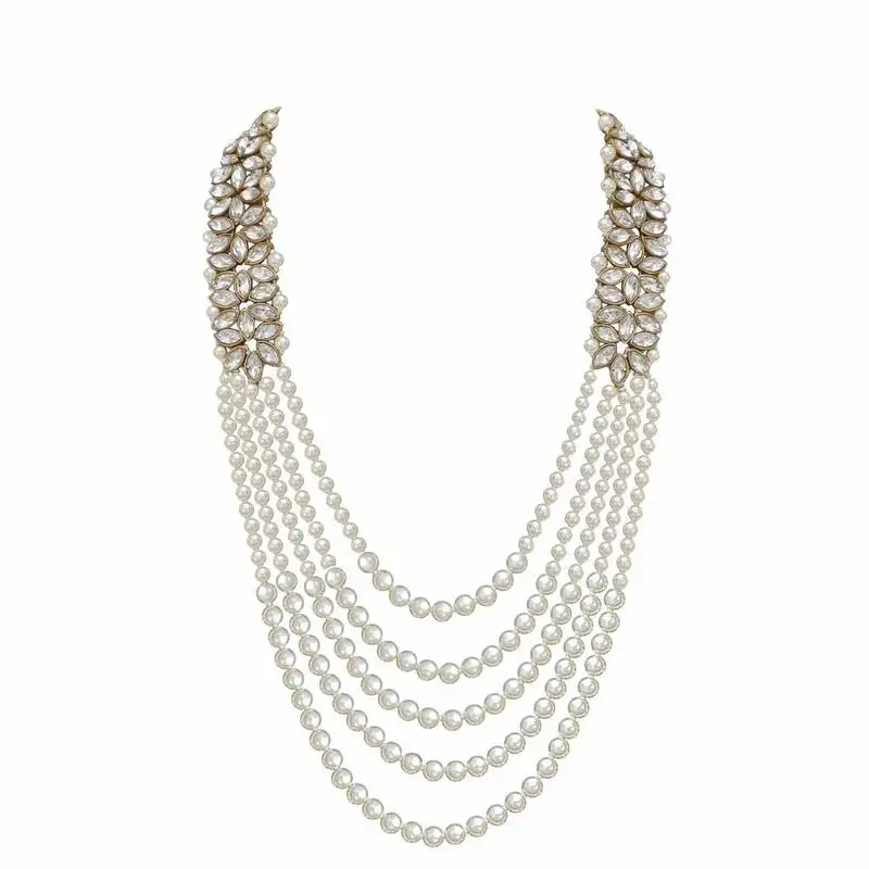 5 layered traditional dulha necklace::Moti mala for men