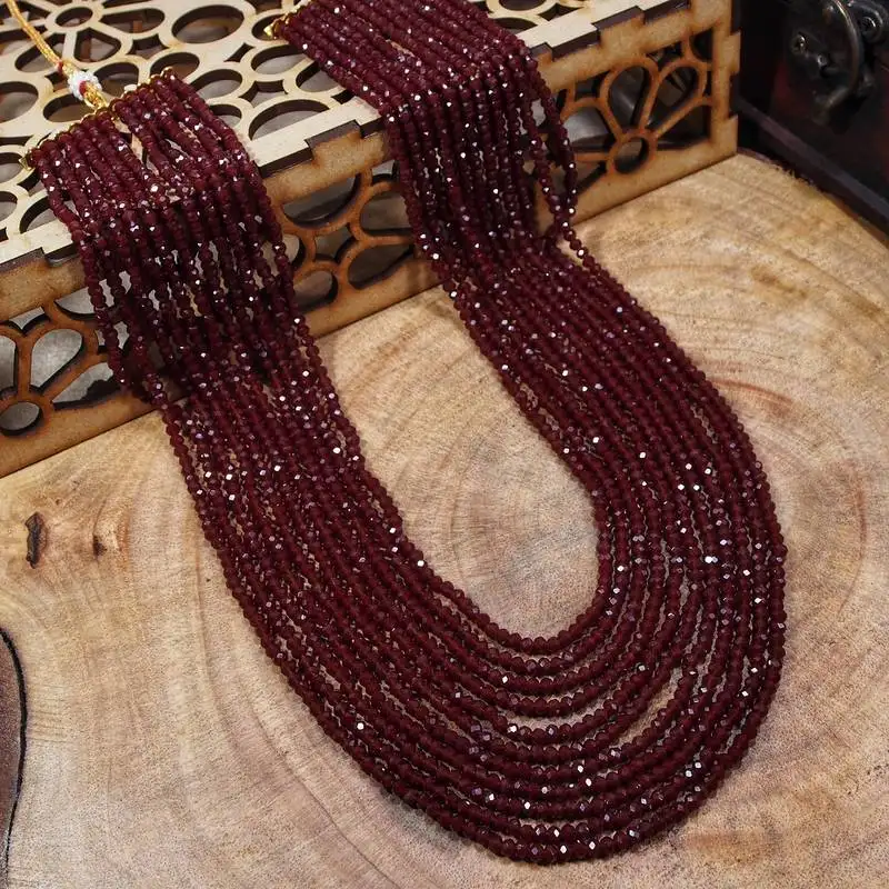 11 layered ruby onyx crystal beads maharaja haar::Groom necklace for men