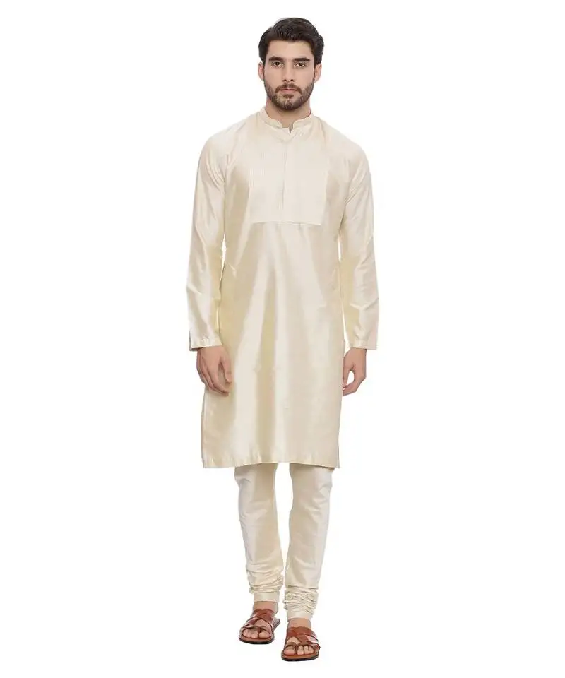 Mayank modi beige silk blend kurta set