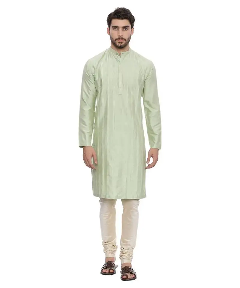 Mayank modi green silk blend kurta set