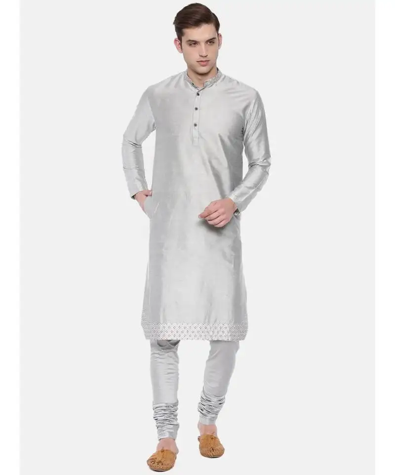 Mayank modi silver grey embroidery kurta