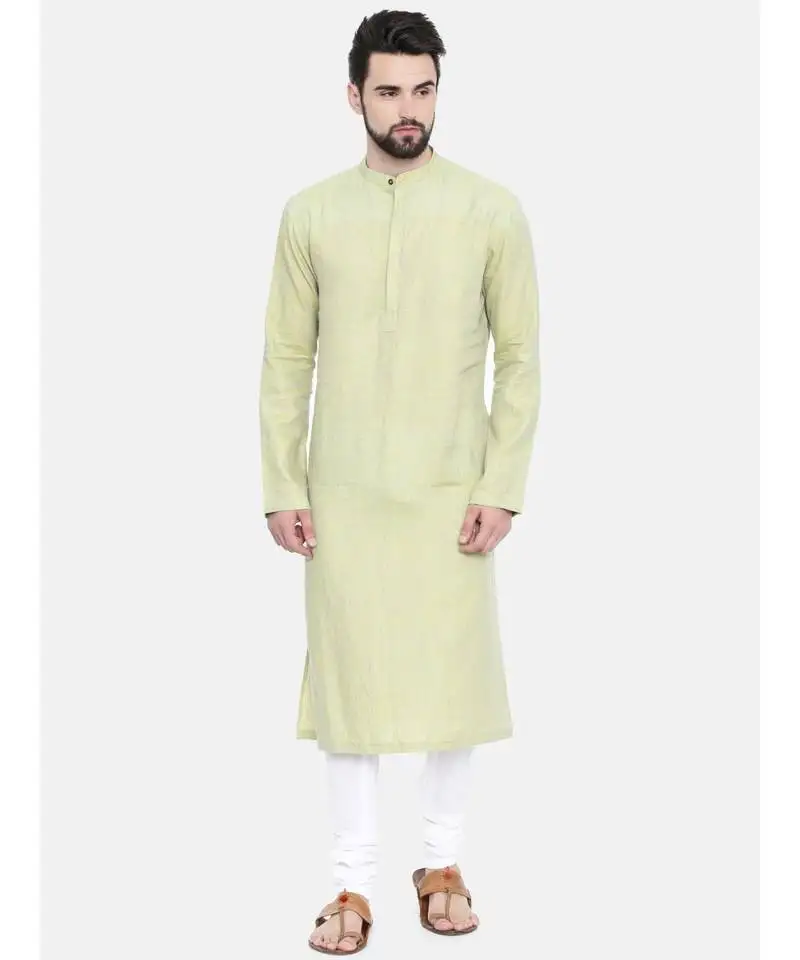 Mayank modi green shaded linen kurta set
