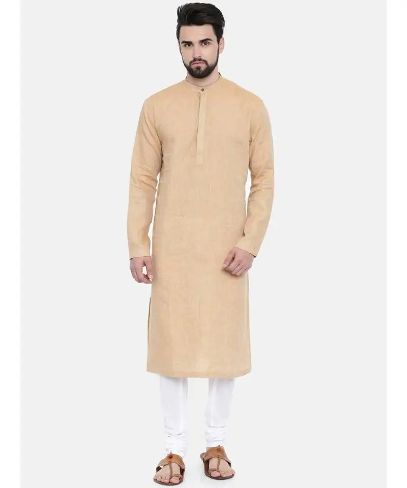 Mayank modi rust beige linen kurta set