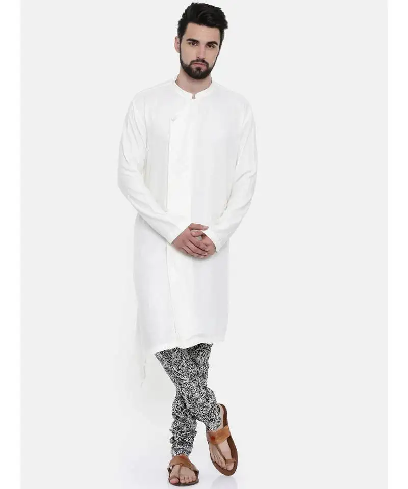 Mayank modi cream silk jaquard with printed chudidar set