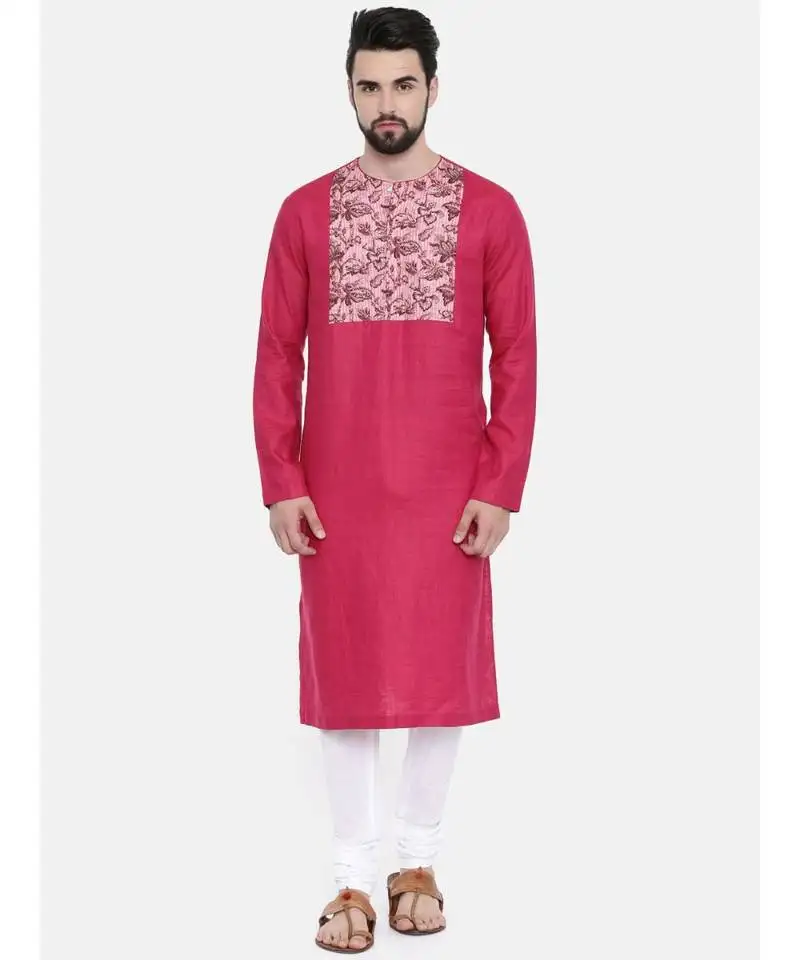 Mayank modi pink printed yoke kurta set