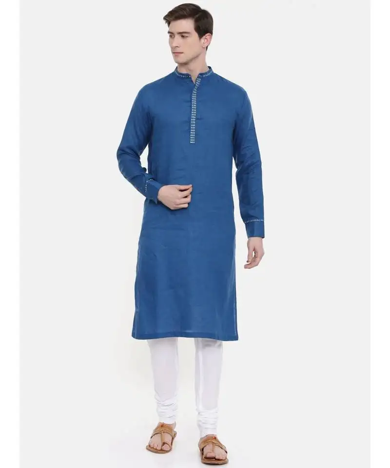 Mayank modi blue linen kurta set