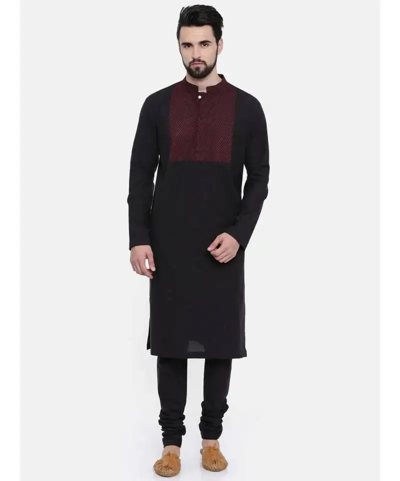 Mayank modi black cotton kurta set