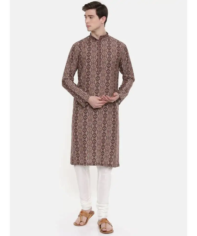 Mayank modi retro printed brown kurta
