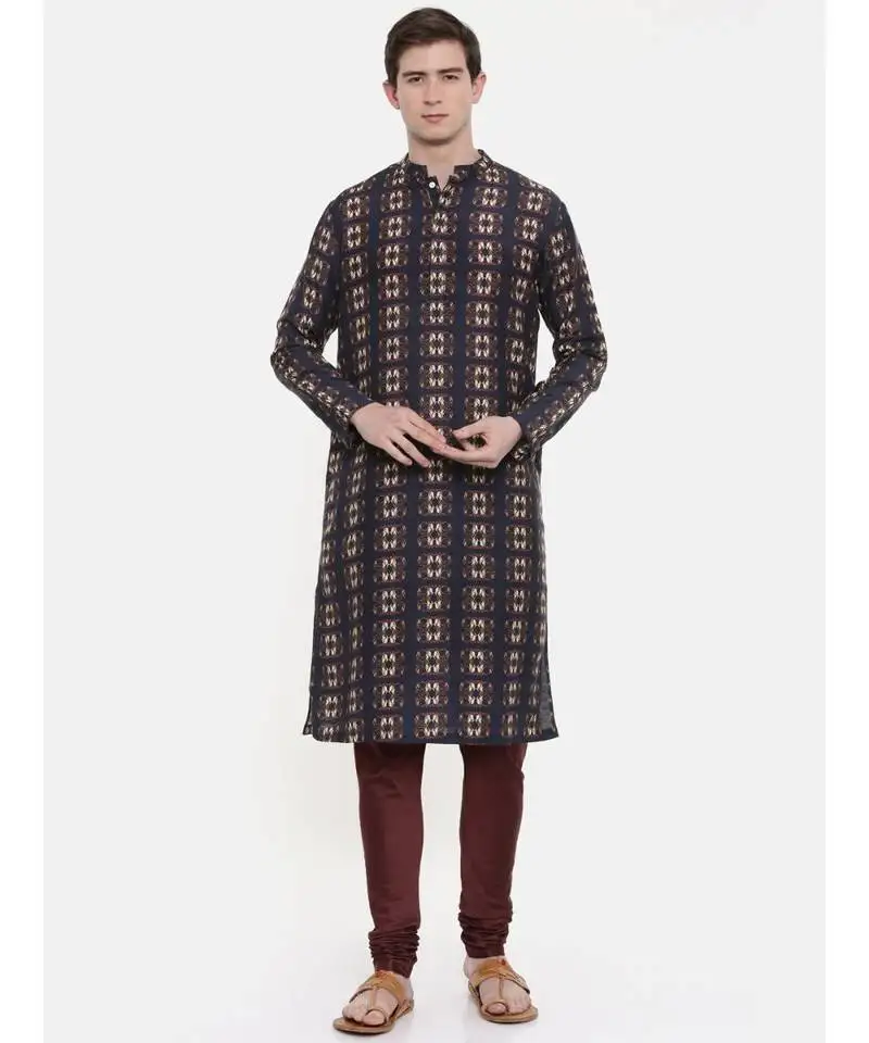 Mayank modi retro printed blk::Brn kurta