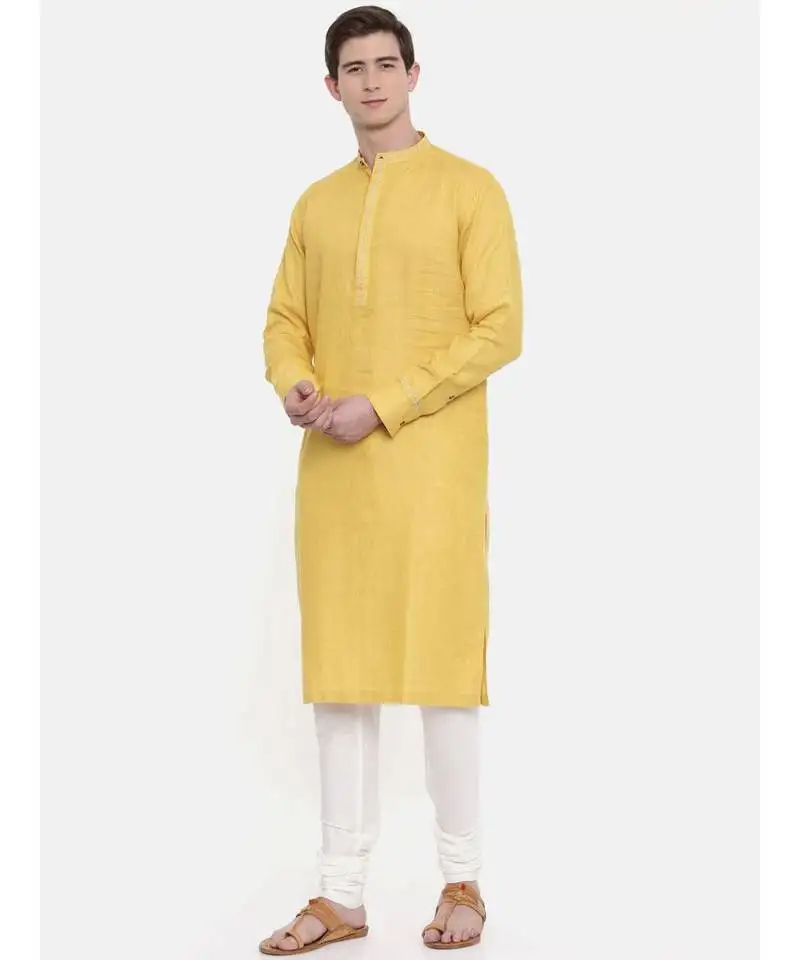 Mayank modi yellow linen kurta set