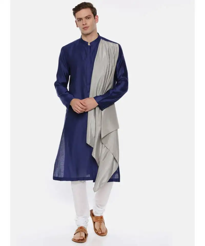 Blue grey drape kurta set