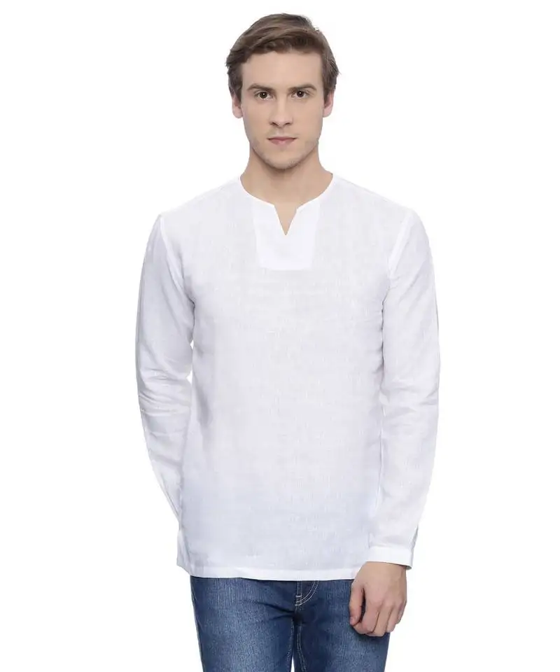 Mayank modi white linen short kurta