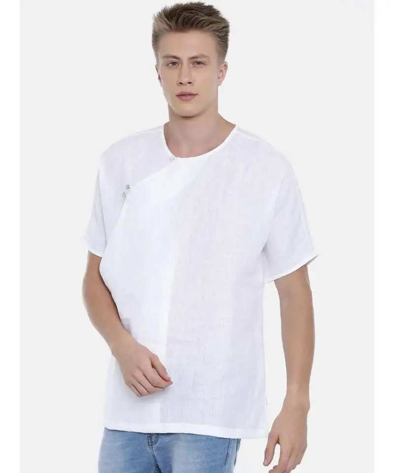 Mayank modi linen white short kurta