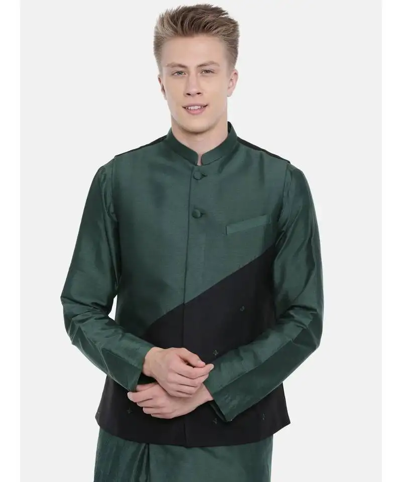 Mayank modi two toned silk cotton jacket