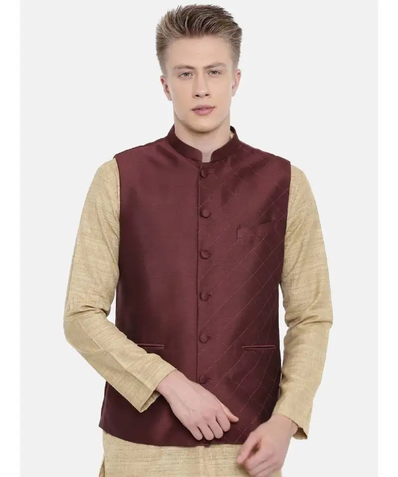 Mayank modi chocolate brown embroidered silk jacket
