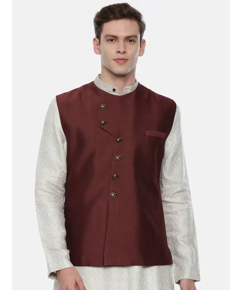 Classic pattern silk brown modi jacket