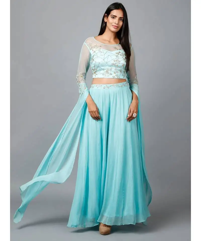 Women's katdana sequins embroidered wedding lehenga in blue