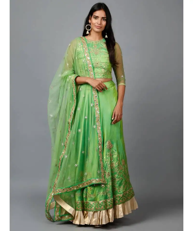 Parrot green gota patti lehenga