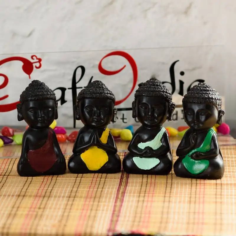 Handcrafted set of 4 meditating buddha- for home decor