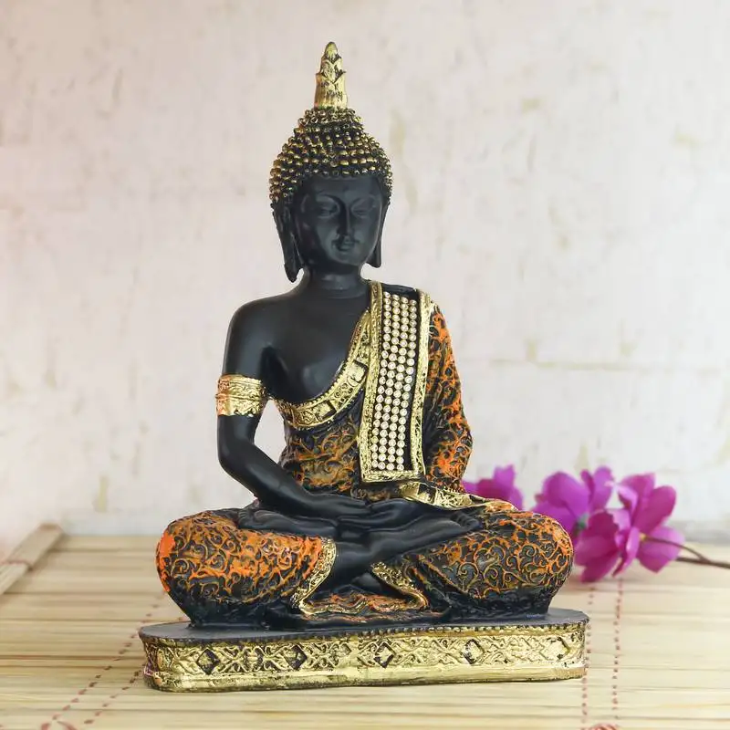 Gold and black resin buddha statue
