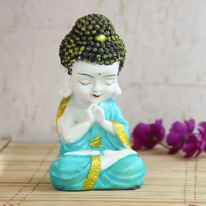 E craft india showpiece praying monk design green