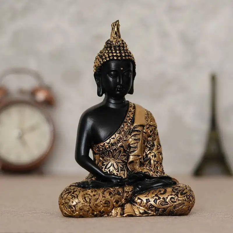 Ecraftindia golden meditating buddha statue – plain design, 16 inch